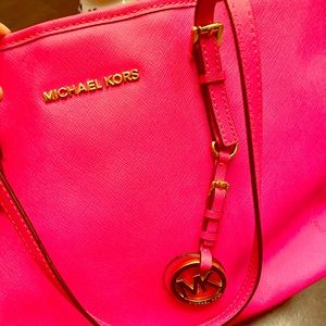 Michael Kors 3 section hot pink tote